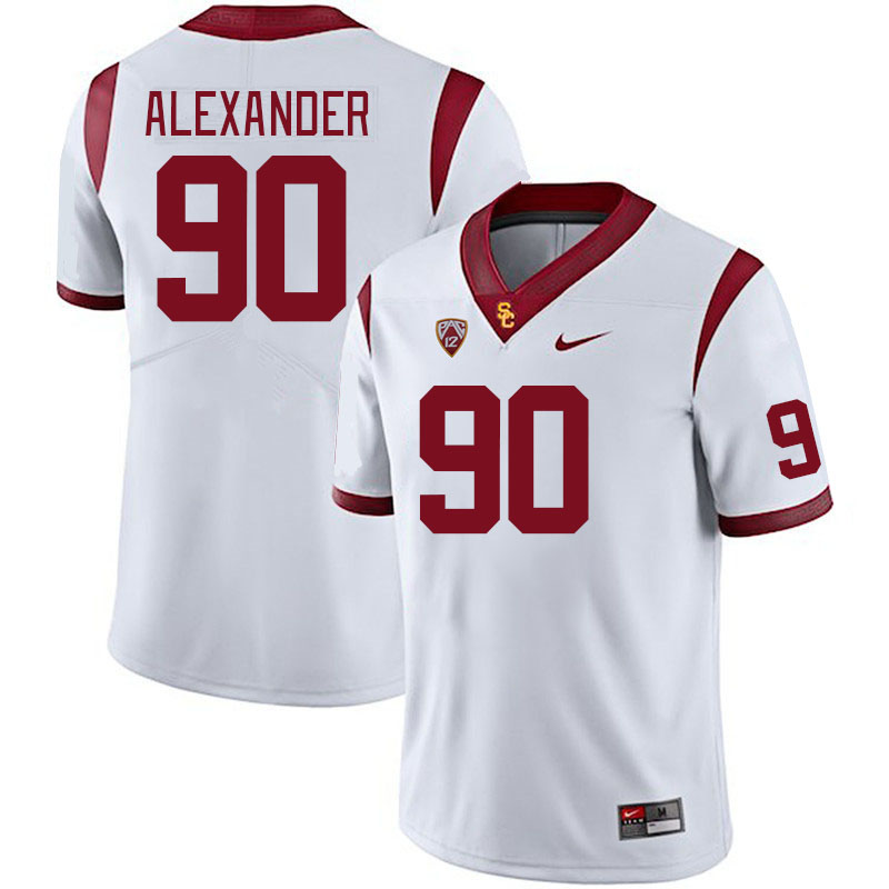 Men #90 Bear Alexander USC Trojans College Football Jerseys Stitched Sale-White - Click Image to Close
